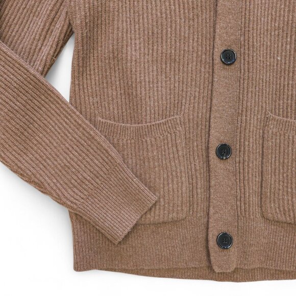 Italic Wool Cashmere Ribbed V-Neck Cardigan – Men's Size Small (Pecan) - Picture 3 of 16